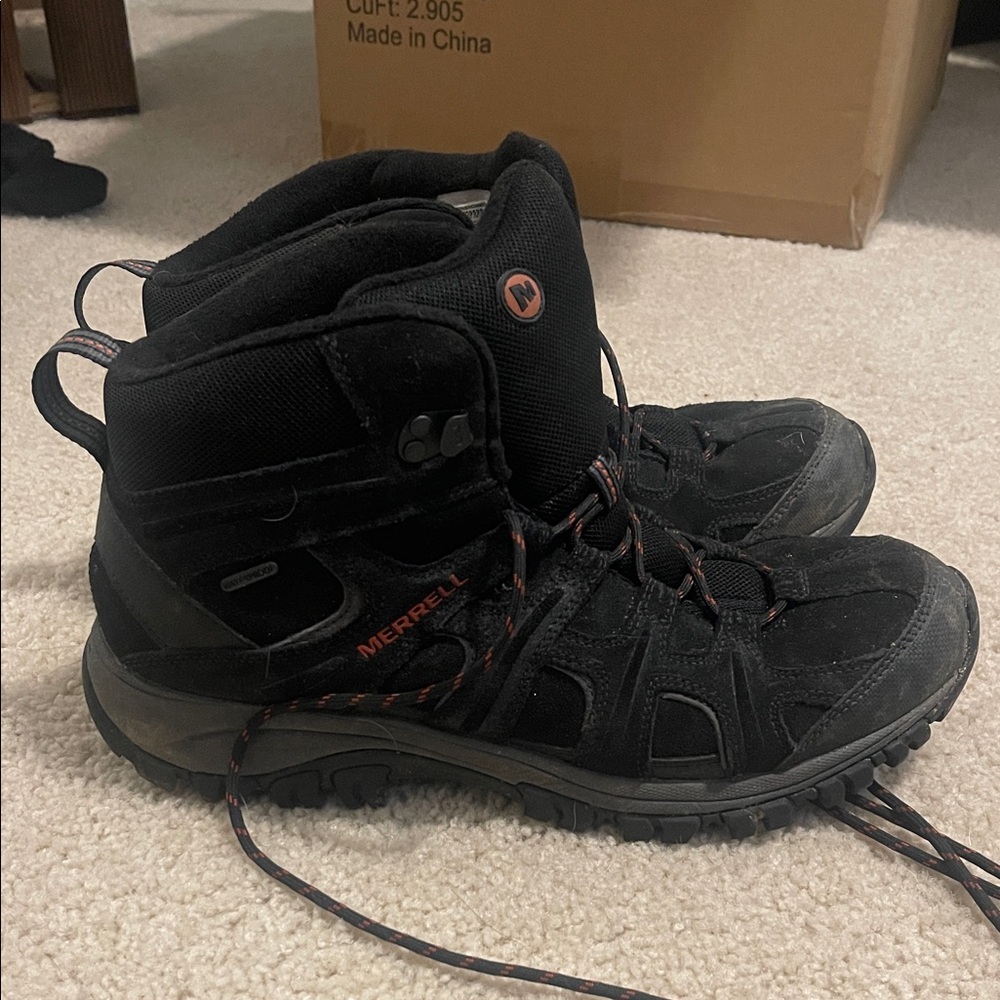 Merrell Black and Red Athletic Hiking Shoes